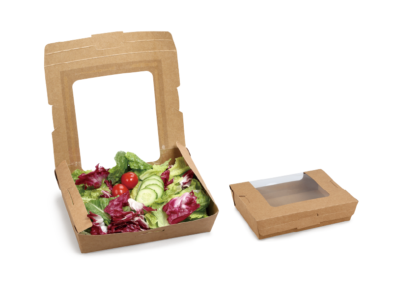 Kraft Paper Salad Box-PLA Window