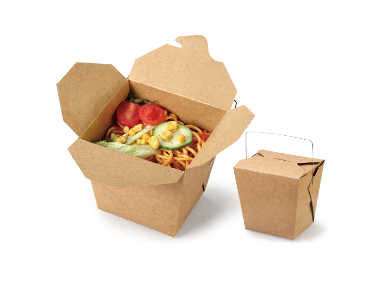 Kraft Square Food Box-Wire Handle