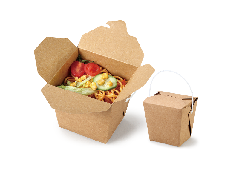 Kraft Square Food Box-pp Handle