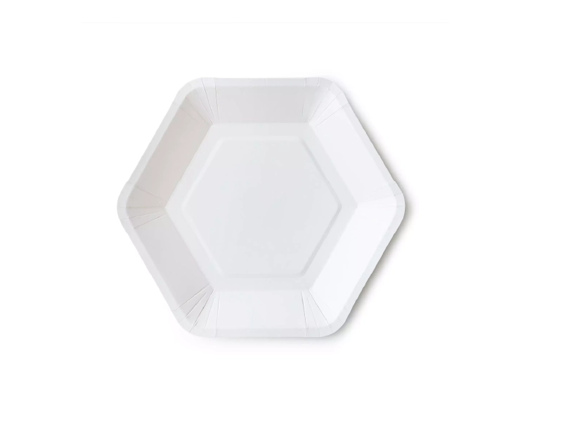 Hexagon Shape White Paper Plates