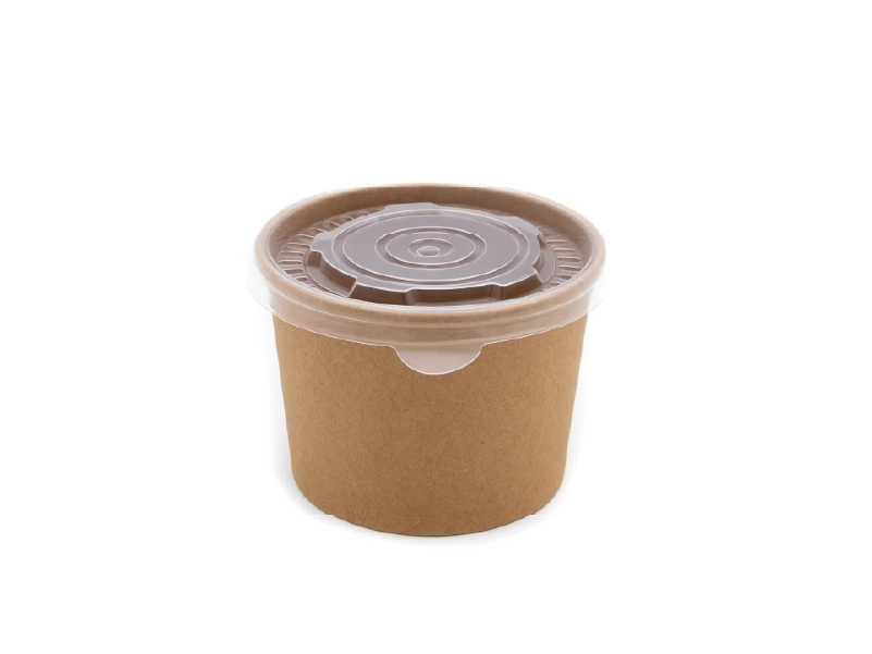 Kraft Paper Soup Bowl w:plastic Lid