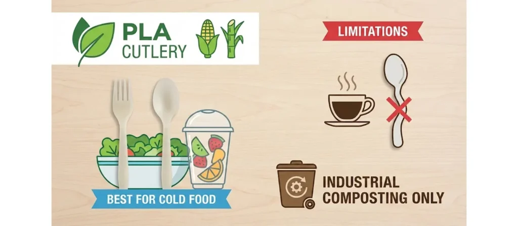 Using Eco-Friendly Disposable Cutlery to Cut Plastic Waste 1 PLA Cutlery