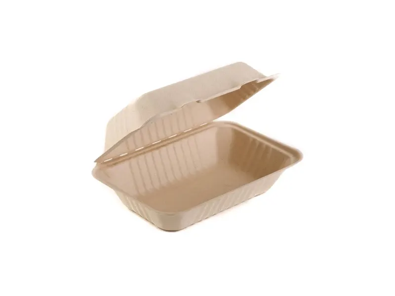 Bagasse 1-Compartment Clamshell Bento Boxes