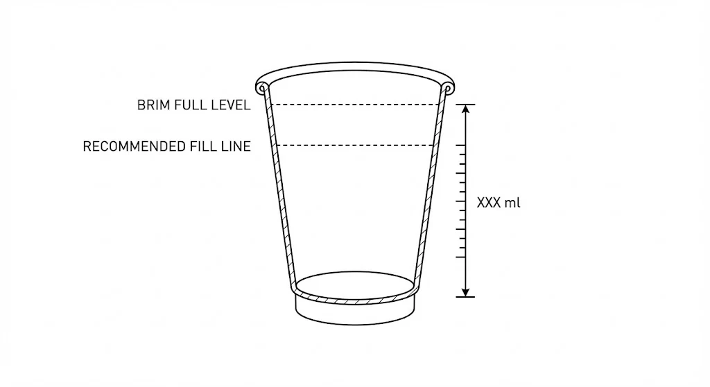 Coffee Cup Sizes Guide for Cafés & Wholesale Buyers 1 Brim full capacity Fill line capacity