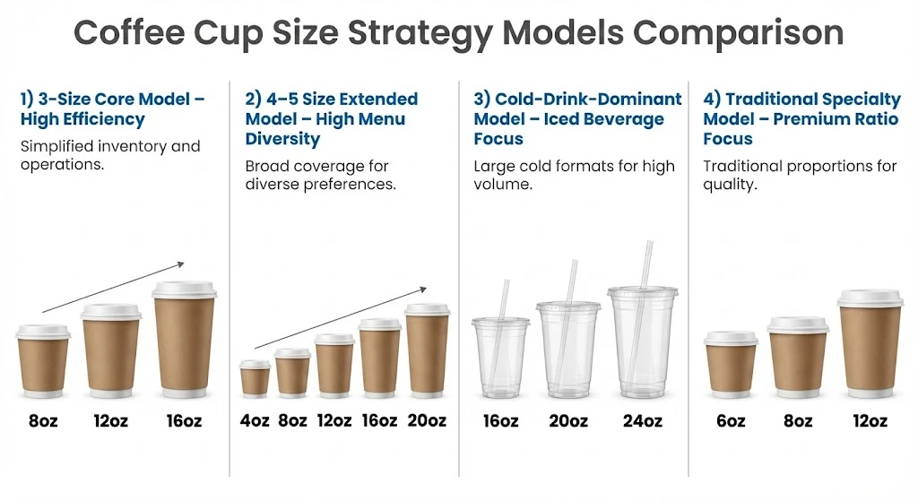 Coffee Cup Sizes Guide for Cafés & Wholesale Buyers 4 Size Structure Models for Different Business Types