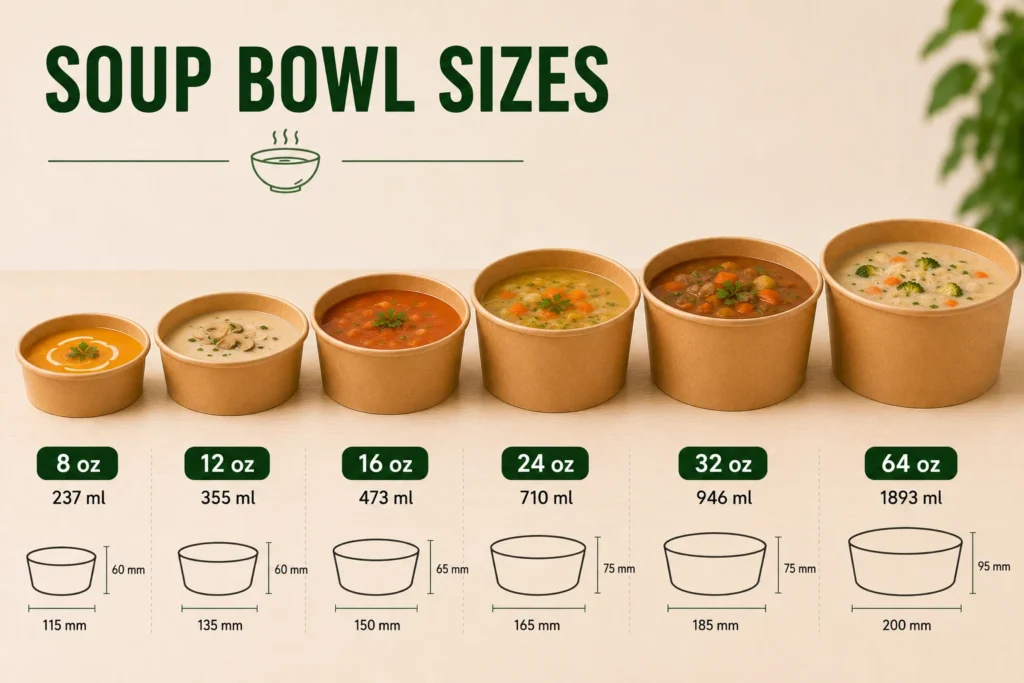 Takeaway Soup Portion Sizes: Container Guide in ML, OZ & Grams 12 Soup Bowl Sizes