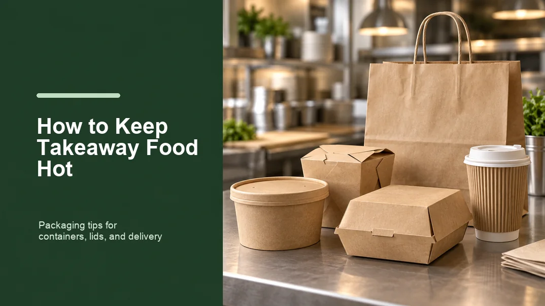 How to Keep Takeaway Food Hot with paper bowls, boxes, cups, and a carry bag