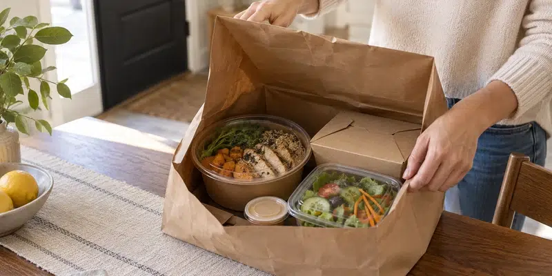 How Packaging Affects the Food Delivery Experience for Restaurants 3 customer opening an intact food delivery order