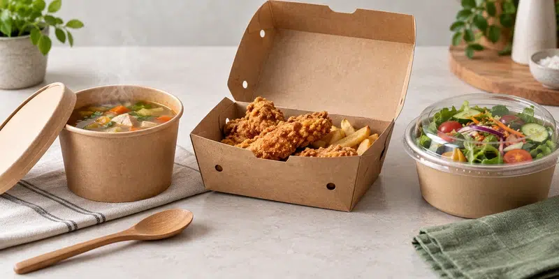 How Packaging Affects the Food Delivery Experience for Restaurants 2 food packaging protecting soup fried food and salad during delivery