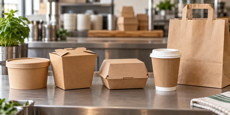 How to Keep Takeaway Food Hot: A Packaging Guide 1 Kraft soup bowl, noodle box, burger box, coffee cup, and paper carry bag for takeaway orders