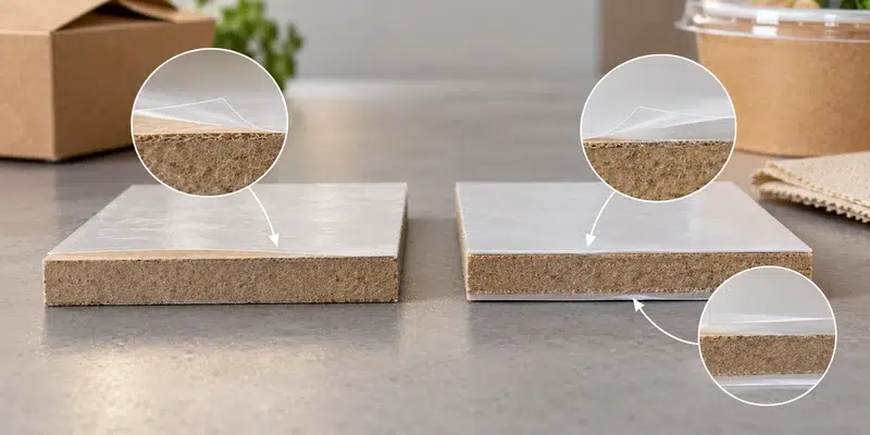 Double PE Coating vs Single PE Coating: Which Paper Packaging Should You Choose? 1 Cross-section comparison of single-side and double-side PE coated paperboard